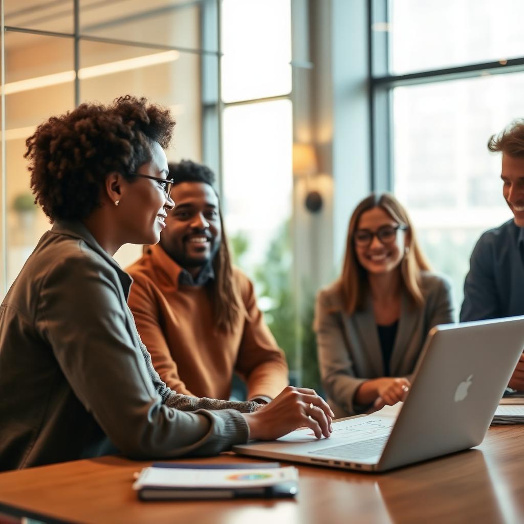 A product manager telling a customer success story to her team
